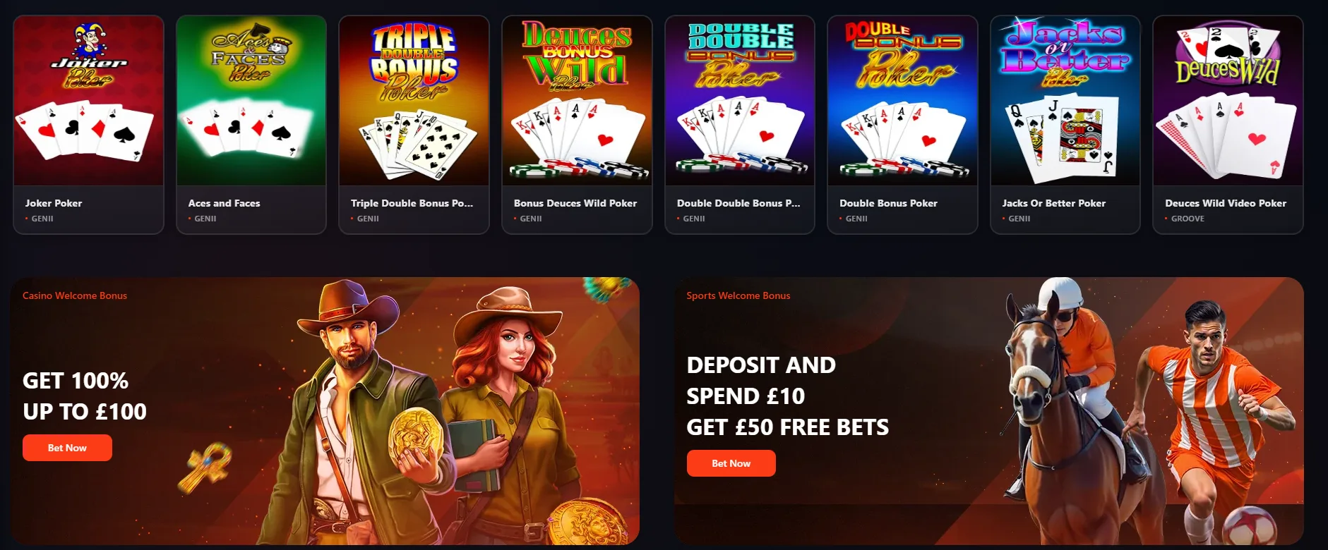 Betsuna Casino games catalogue